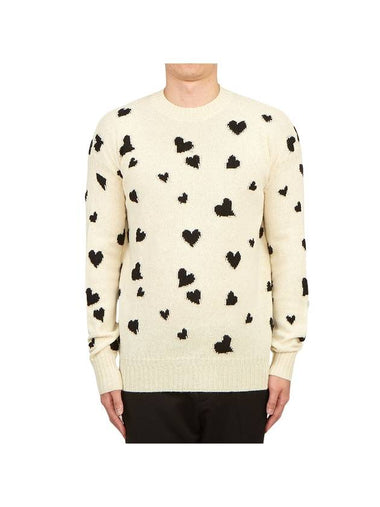 Men's Heart Motif Wool Knit Top Ivory - MARNI - BALAAN 1