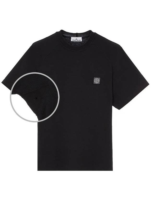 Compass Patch Regular Fit Cotton Short Sleeve T-Shirt Black - STONE ISLAND - BALAAN 2