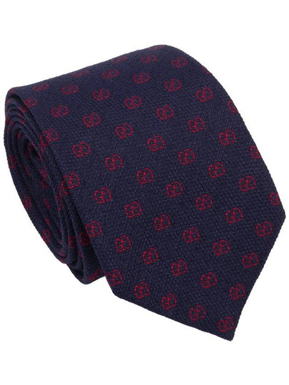 Men's GG Pattern Silk Tie Navy Red - GUCCI - BALAAN 2