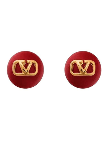 V Logo Signature Earrings Red - VALENTINO - BALAAN 1