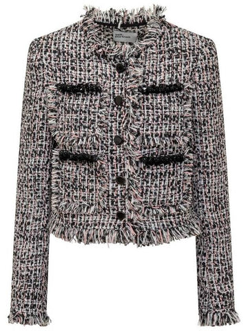 Women's Fringe Boucle Jacket Black - SELF PORTRAIT - BALAAN 1