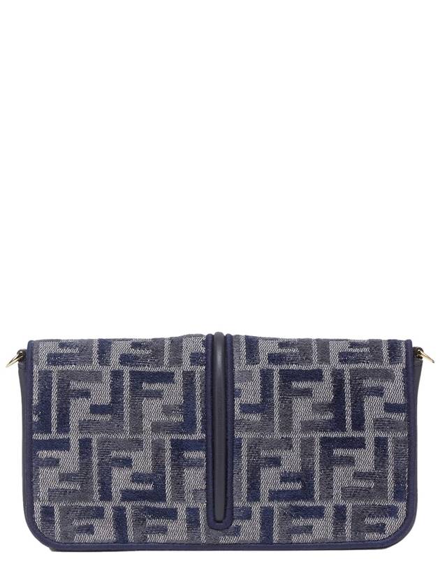 Graphy Chain Leather Long Wallet Dark Blue - FENDI - BALAAN 4