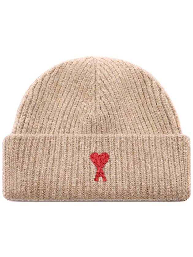 Logo Patch Merano Wool Beanie Camel - AMI - BALAAN 2