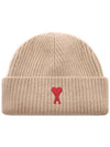 Logo Patch Merano Wool Beanie Camel - AMI - BALAAN 3