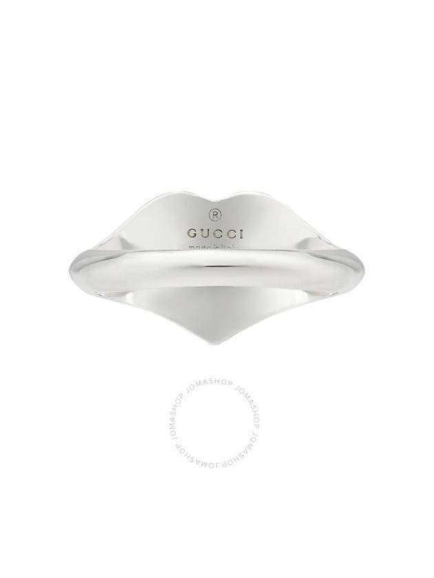 Gucci Interlocking G White Enamel Heart Sterling Silver Ring, Size 9 - GUCCI - BALAAN 3