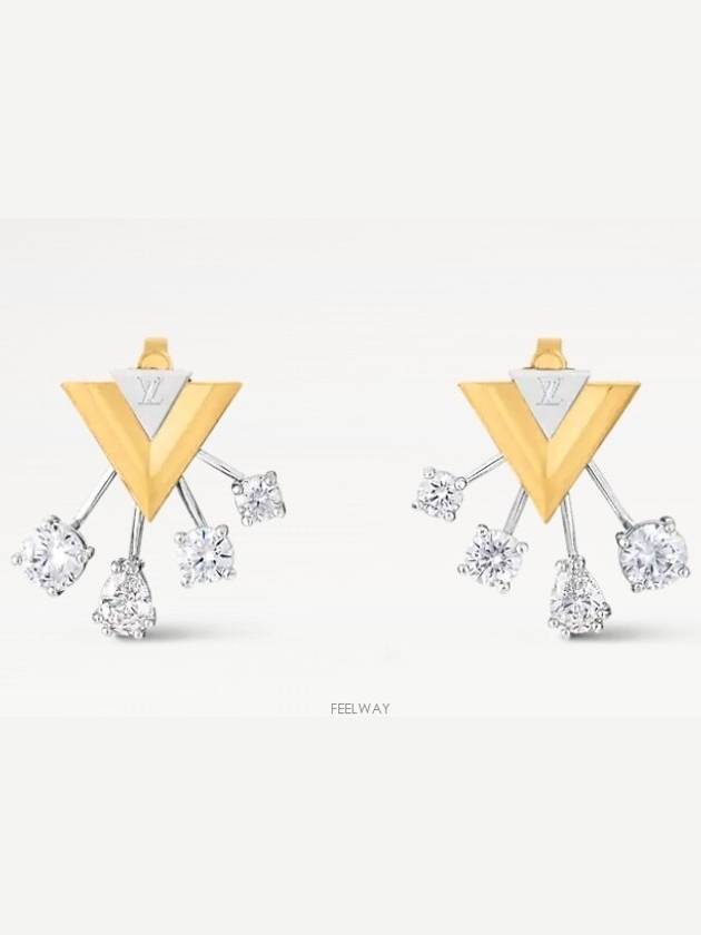 V For Vuitton Earrings Silver Gold - LOUIS VUITTON - BALAAN 2