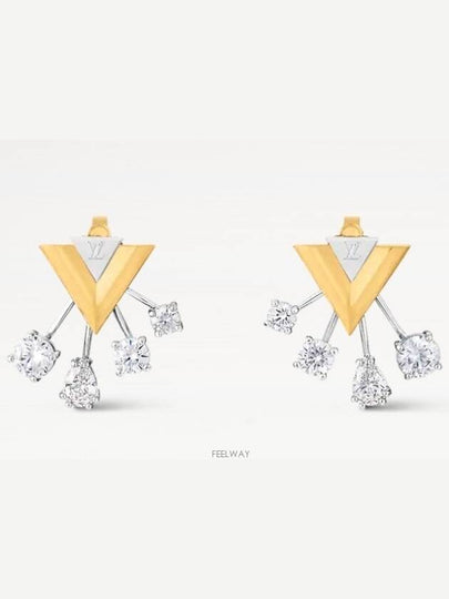 V For Vuitton Earrings Silver Gold - LOUIS VUITTON - BALAAN 2