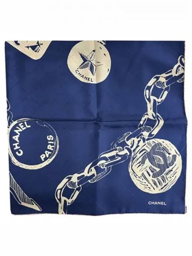 AA8335 Season Silk Square Scarf Navy TSSW 270812 - CHANEL - BALAAN 1