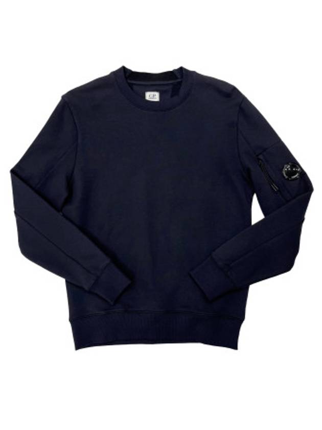 Men's Lens Waffen Daigonal Fleece Sweatshirt Navy - CP COMPANY - BALAAN 2