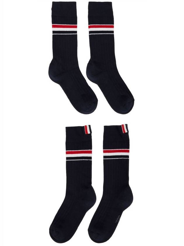 Athletic Mid Striped Socks Navy - THOM BROWNE - BALAAN 5