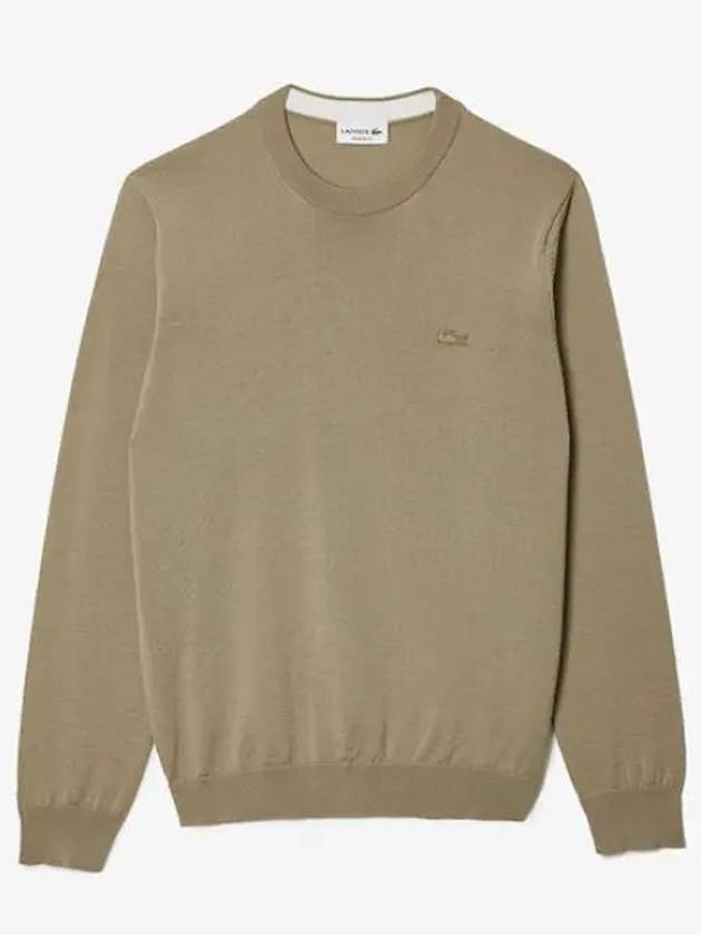 Crew Neck Merino Wool Knit Top Brown - LACOSTE - BALAAN 2