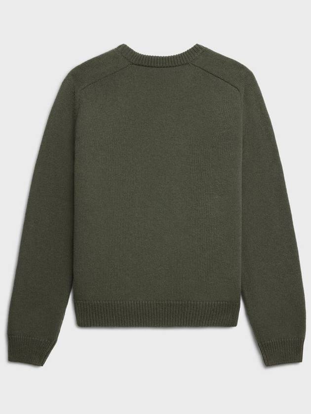 Men's Triomphe Crew Neck Cashmere Wool Knit Top Khaki - CELINE - BALAAN 3