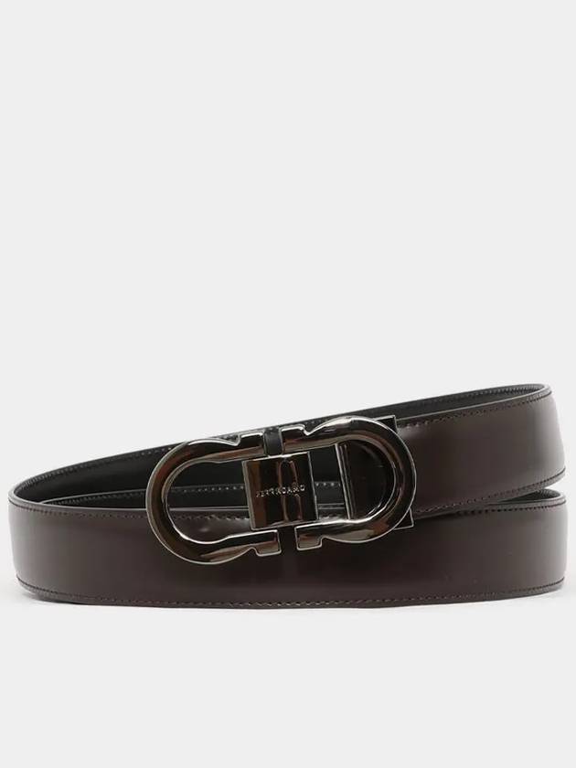 Gancini Reversible Leather Belt Black Dark Brown - SALVATORE FERRAGAMO - BALAAN 2