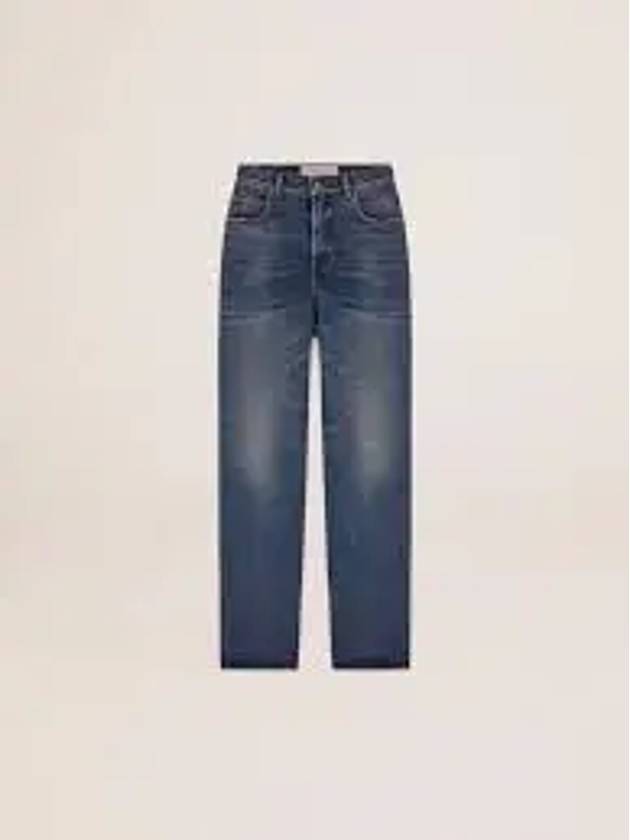 Women's Washed Wide Cotton Kim Jeans Blue - GOLDEN GOOSE - BALAAN 2