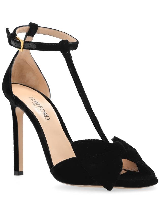 Tom Ford Velvet Heeled Sandals, Women's, Black - TOM FORD - BALAAN 4