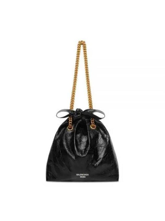 Crush Small Leather Shoulder Bag Black - BALENCIAGA - BALAAN 2