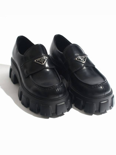 Monolith Brushed Leather Loafers Black - PRADA - BALAAN 2