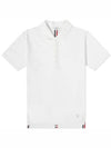 Men's Cotton Pique Center Bag Striped Short Sleeve Polo Shirt White - THOM BROWNE - BALAAN 2