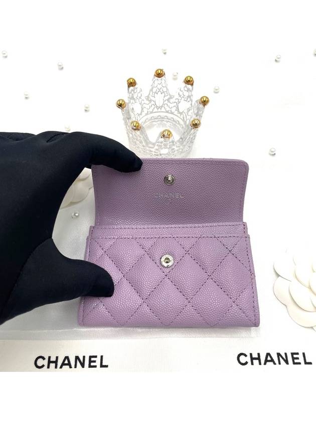 CC Logo Classic Caviar Card Wallet Purple - CHANEL - BALAAN 8