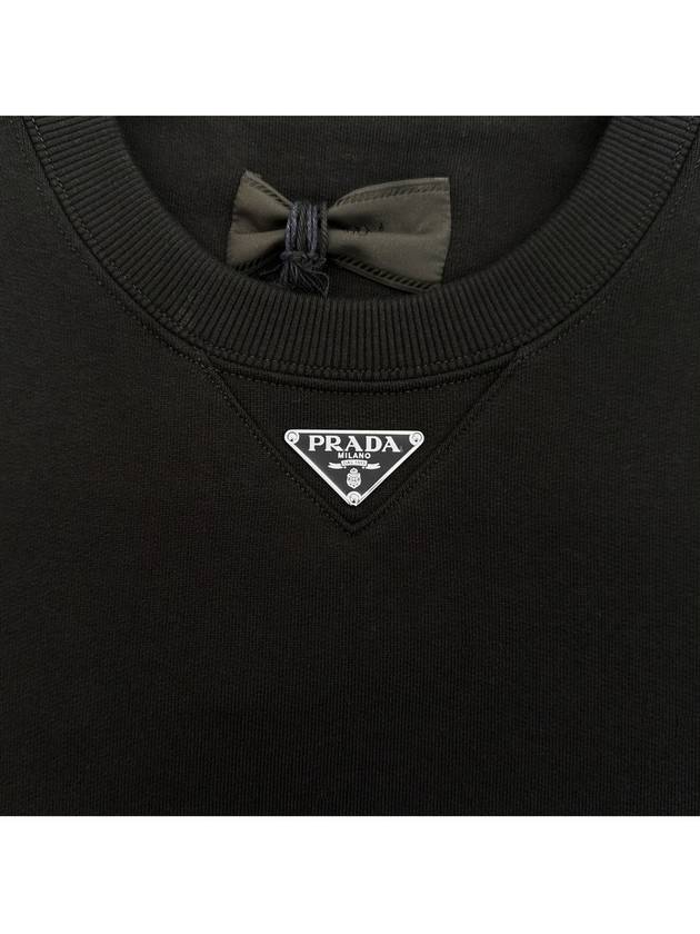 Oversized Cotton Sweatshirt With Triangle Logo Black - PRADA - BALAAN 4