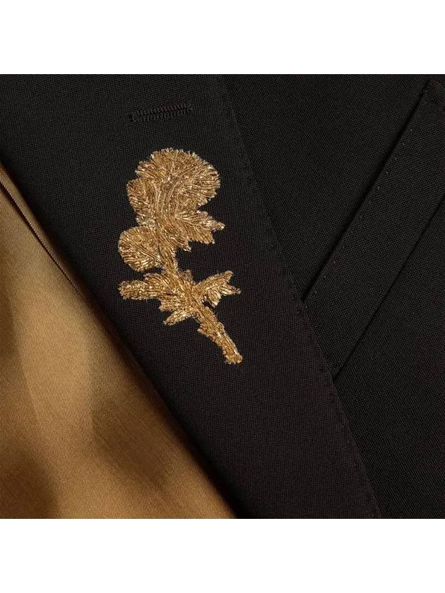 Gold Flower Embroidery Blazer Jacket Black - ALEXANDER MCQUEEN - BALAAN 6