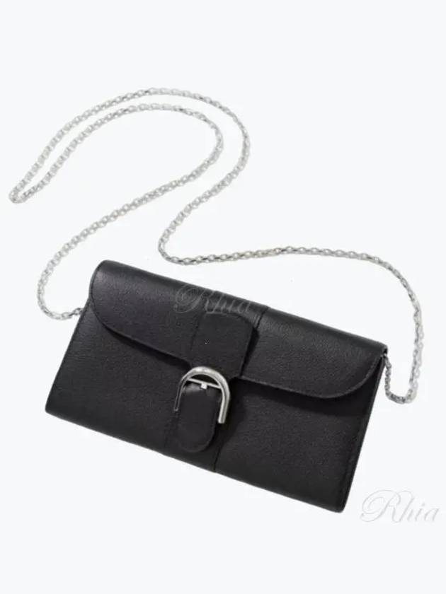 Brillant Chain Rodeo Calf Leather Long Wallet Black - DELVAUX - BALAAN 2