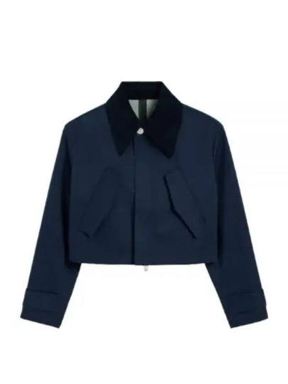 Flap Pocket Cropped Jacket Navy - AMI - BALAAN 2