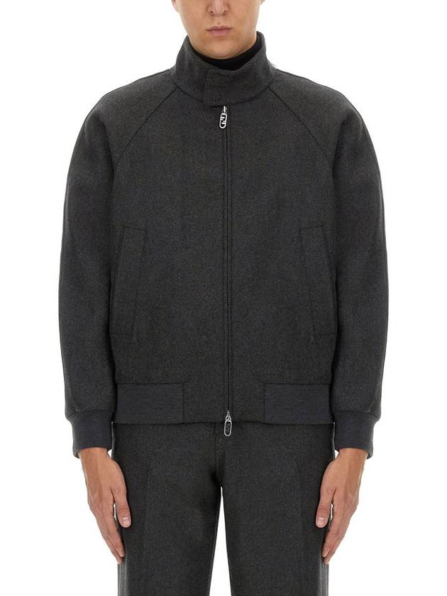 High Neck Cashmere Bomber Jacket Grey - FENDI - BALAAN 2