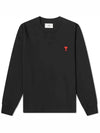 Small Heart Logo Long Sleeve T-Shirt Black - AMI - BALAAN 2