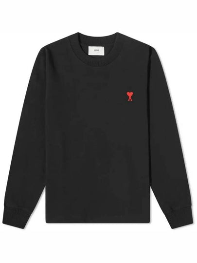 Small Heart Logo Long Sleeve T-Shirt Black - AMI - BALAAN 2