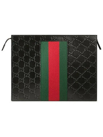 GG Supreme Web Clutch Bag Black - GUCCI - BALAAN 1