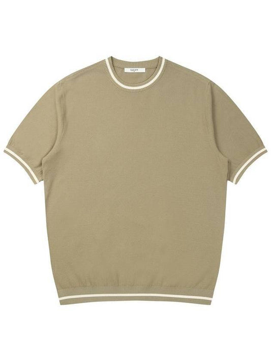 Round Neck Short Sleeve Knit Top Olive Green - SOLEW - BALAAN 1