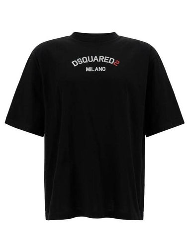 Logo Print Short Sleeve T Shirt Black - DSQUARED2 - BALAAN 1