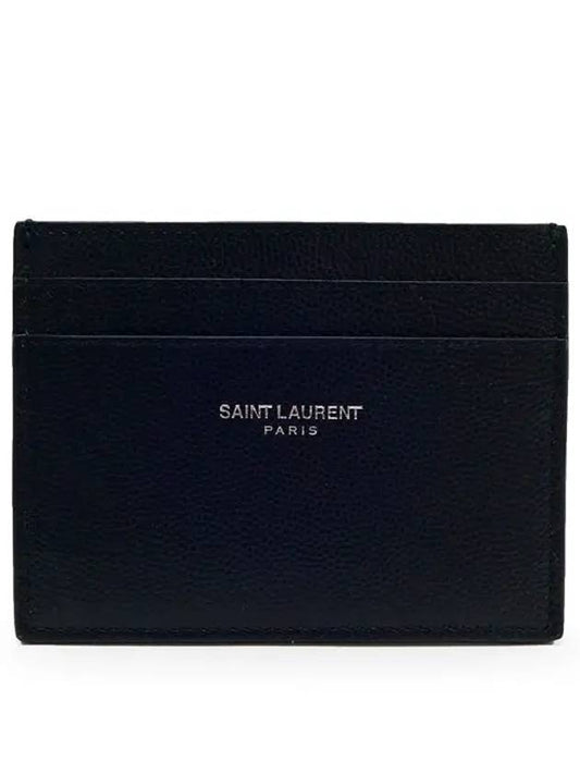 Paris Credit Card Case In Grain de Poudre Embossed Leather Black - SAINT LAURENT - BALAAN
