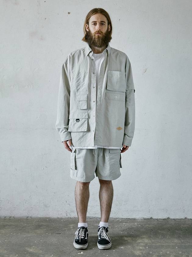 Overfit Cargo Pocket Work Shirt Ivory - AKAW - BALAAN 1