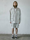 Cargo Pocket Work Oversized Fit Long Sleeve Shirt Ivory - AKAW - BALAAN 1