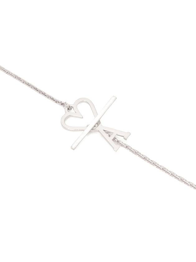 Heart Logo Chain Metal Necklace Silver - AMI - BALAAN 4