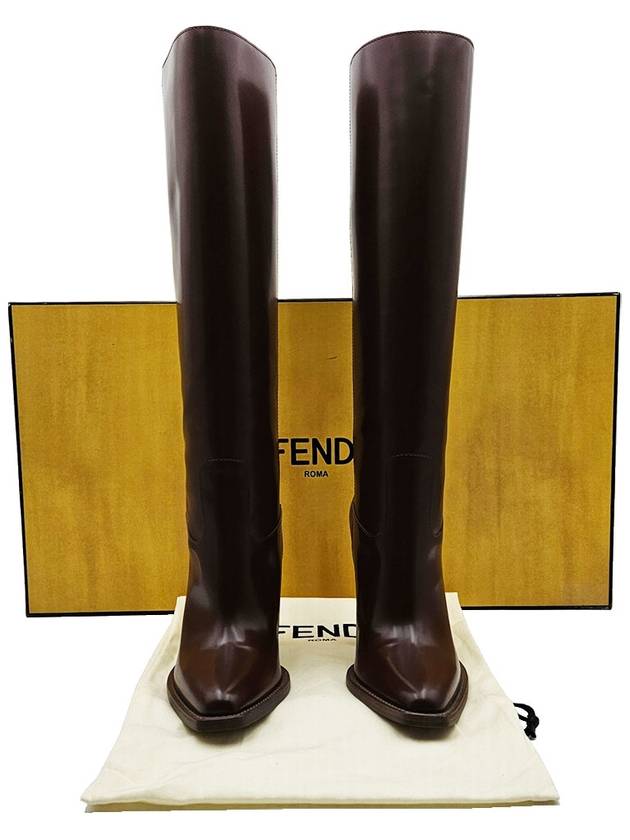 Fendi brown baguette cut leather long boots 38 - FENDI - BALAAN 2