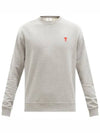 Men's Small Heart Logo Sweatshirt Grey - AMI - BALAAN 2