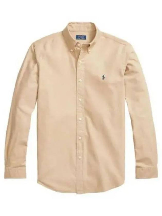 Classic Fit Garment Dyed Oxford Long Sleeves Shirt Beige - POLO RALPH LAUREN - BALAAN 2