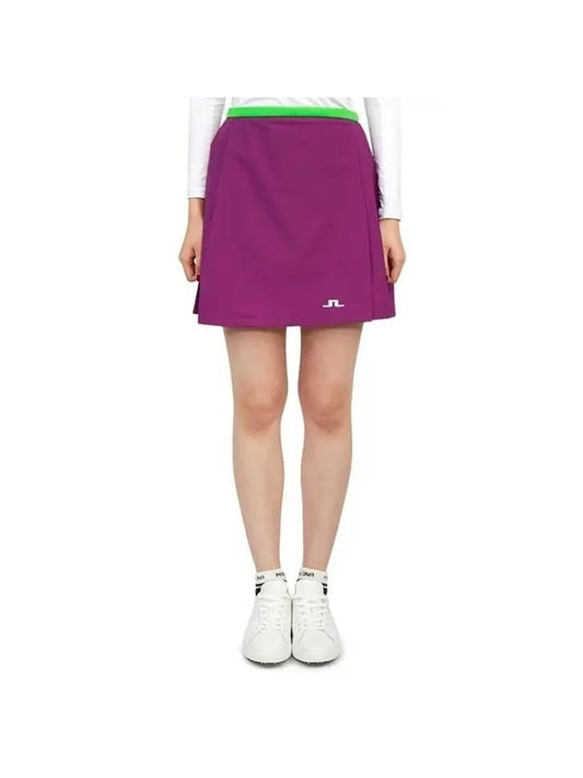 Women's Sierra Golf Pleated Skirt Green Purple - J.LINDEBERG - BALAAN 1