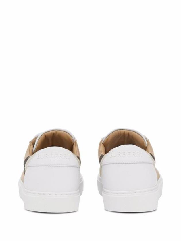 House Check Leather Sneakers Optic White - BURBERRY - BALAAN 5