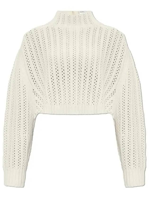 High Neck Back Button Crop Knit Top White - MAX MARA - BALAAN 2