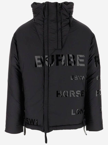 Men's Horseferry Logo Print Hooded Zip-Up Padding Black - BURBERRY - BALAAN 1