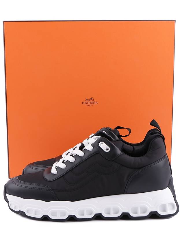 Impulse Parachute Fabric Calfskin Low Top Sneakers Noir - HERMES - BALAAN 3