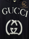 Used luxury goods Lewis It XL Black GG interlocking big logo printing hoodie - GUCCI - BALAAN 4