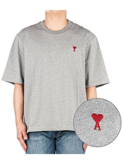 Small Heart Logo Boxy Fit Short Sleeve T-Shirt Grey - AMI - BALAAN 2