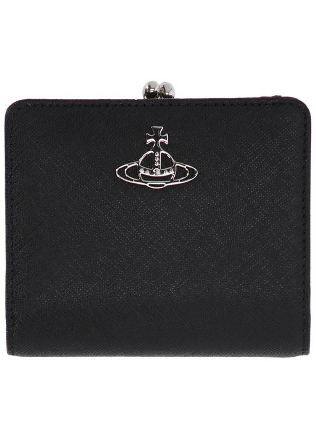 ORB Logo Saffiano Half Wallet Black - VIVIENNE WESTWOOD - BALAAN 1