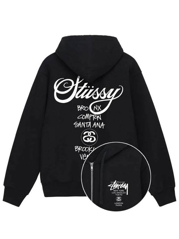 World Tour Hooded Zip Up 2023 2024 Black Men - STUSSY - BALAAN 1