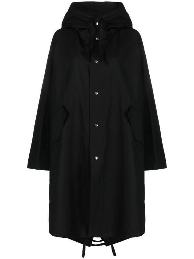 Back Logo Print Hooded Parka Black - JIL SANDER - BALAAN 1